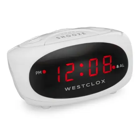 70044 B Westclox White Desk or Night Table Electric Digital Alarm Clock with 0 . 6 Red LED Display