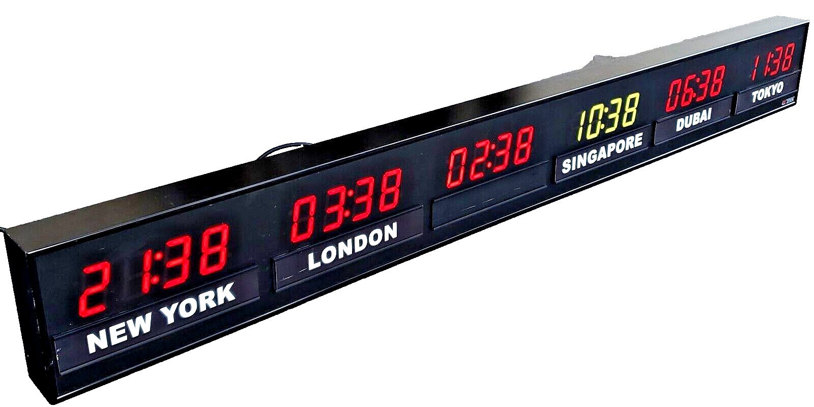 72" Digital World Time Zone Clock Multi 6 Zone Changeable Light Color BRG 661L