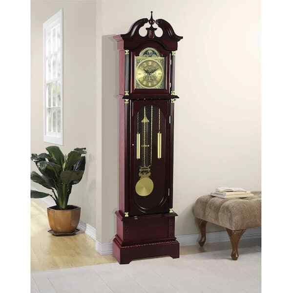 72 in. Traditional Cherry Floor Standing Durable Wood Grandfather Wall Clock