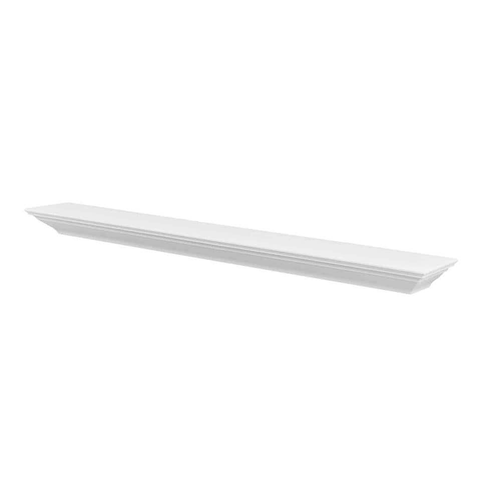 72 in. W x 9 in. D White Solid Wood Floating Decorative...