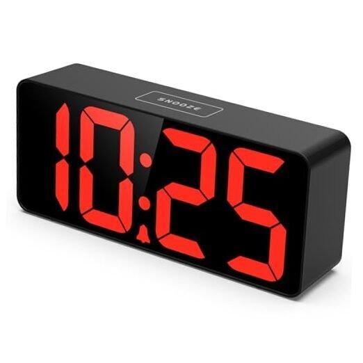 7.5 Inches Oversized Digital Alarm Clock for Seniors & Visually Black+red Digit