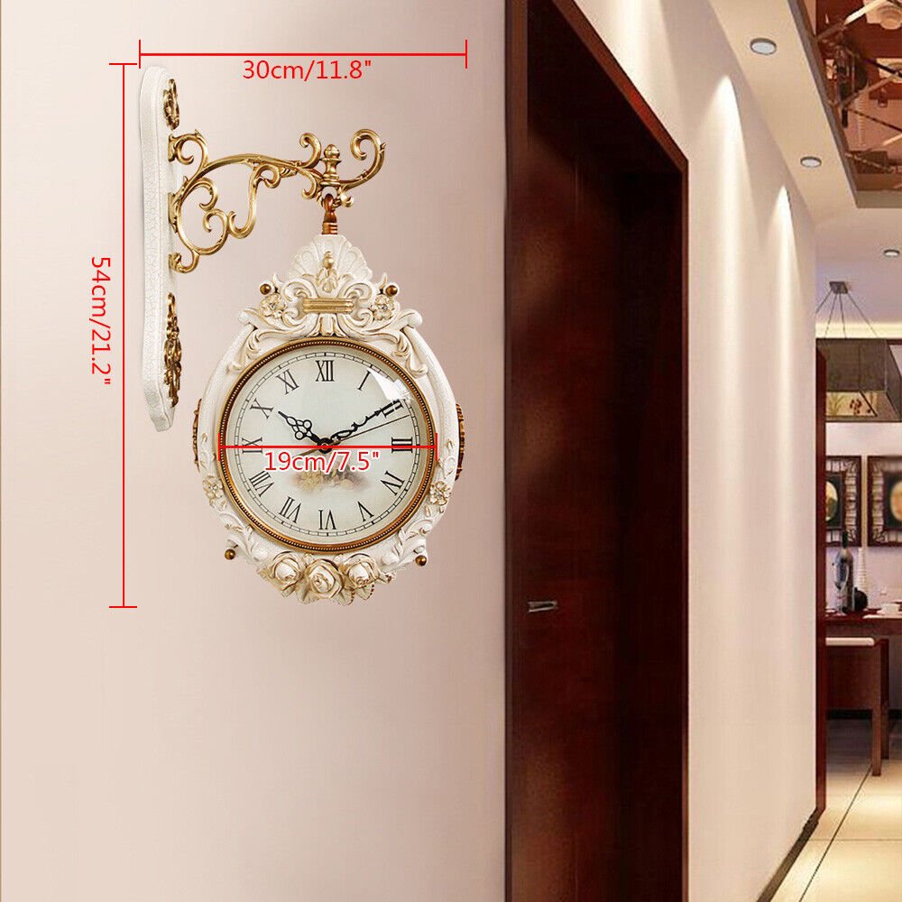 7.5" Vintage Style Double Sided Wall Clock Large Hanging Home Dining Study Decor