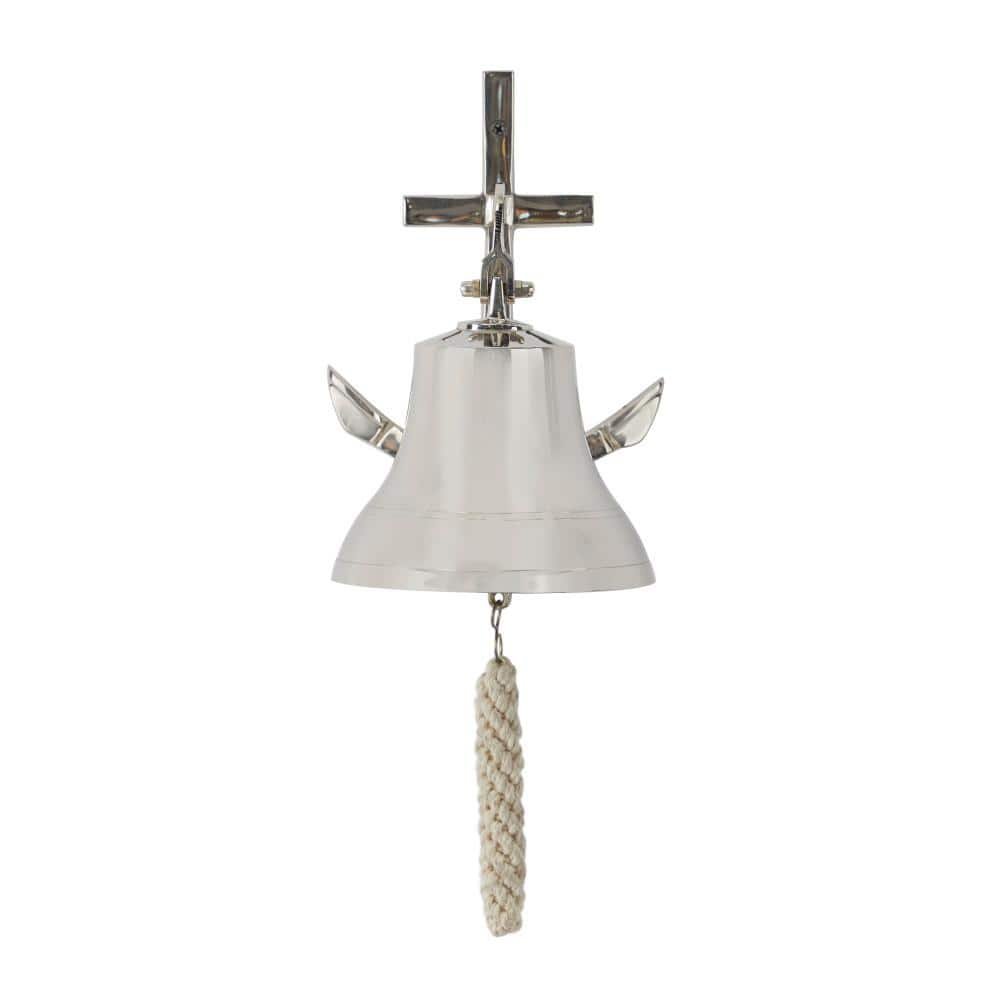 7 in. x 10 in. Brass Metal Silver Bell Wall Decor with...