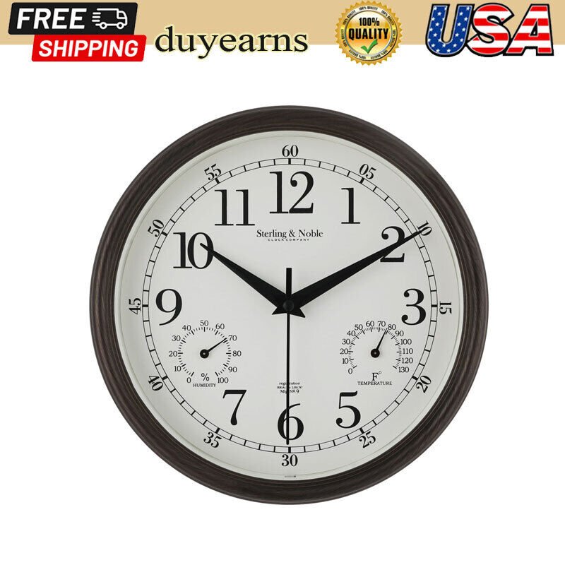 8.75" Antique Bronze Round Arabic Analog Wall Clock Home Office Indoor/Outdoor