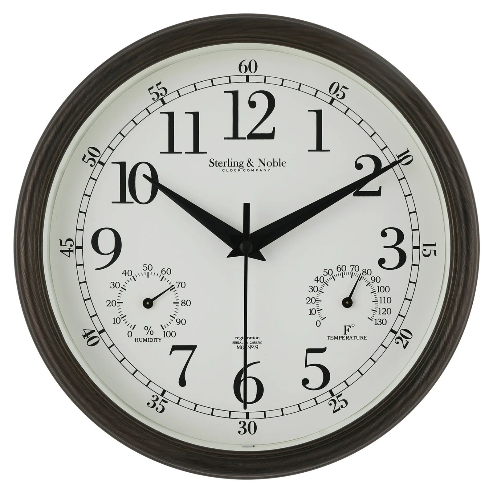 8.75" Indoor/Outdoor Antique Bronze Round Arabic Analog Wall Clock