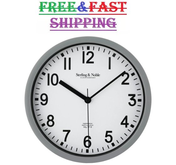 8.78" Analog-Wall Clock Large Modern Home Office-Mirror Surface Decor Gray-USA