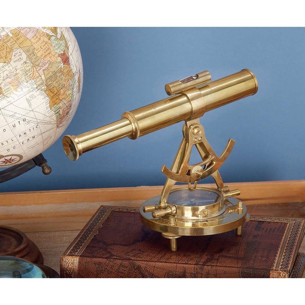 8 in. Brass Metal Telescope with Compass Base