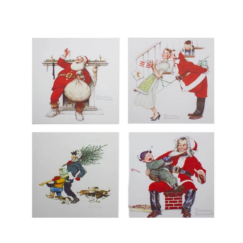 8 in. H Classic Norman Rockwell Christmas Scene Canvas Prints (Set of...