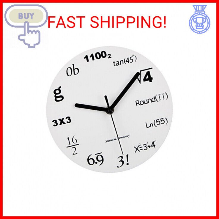 8" Math Clock, Timelike Unique Wall Clock Modern Design Novelty Maths Equation C