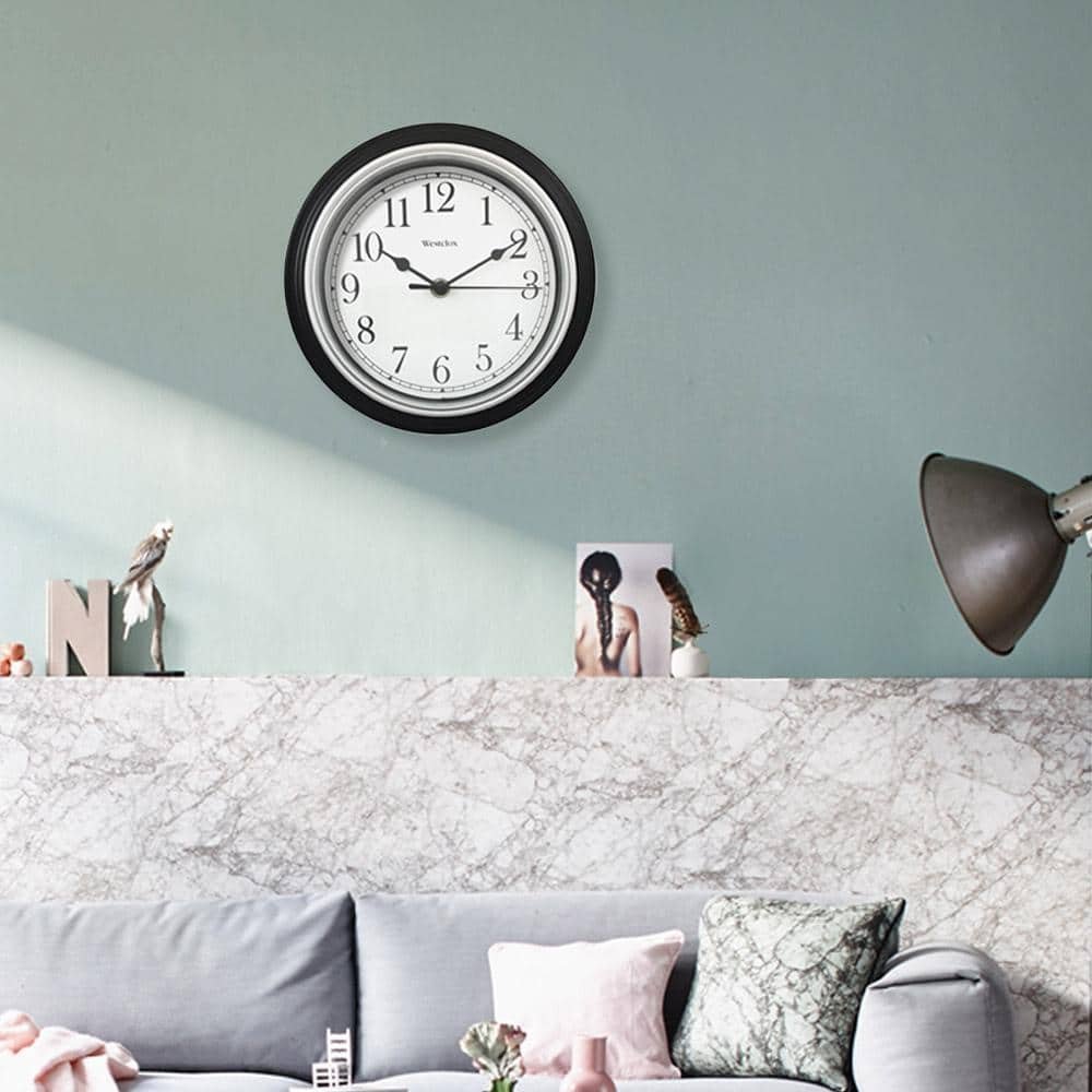 9 in. Black Simplicity Clock with Bezel