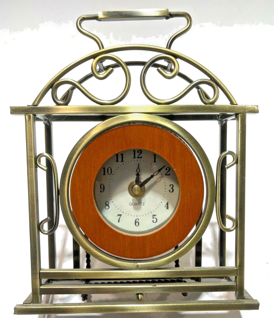 9" X 7" Round Table Clock W/ Square Frame