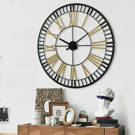 ABBSR 31 in. Roman Numeral Round Wall ABBSR 31 in. Roman Numeral Round Wall Clock,Modern Non Ticking Hang on Clocks for Living