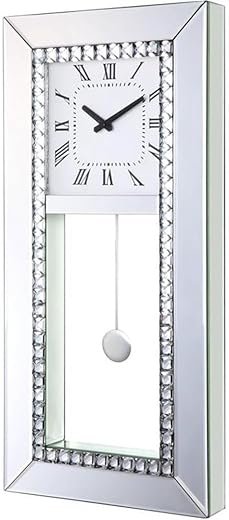 Acme Lotus Wall Clock in Mirrored & Faux Crystal Diamonds