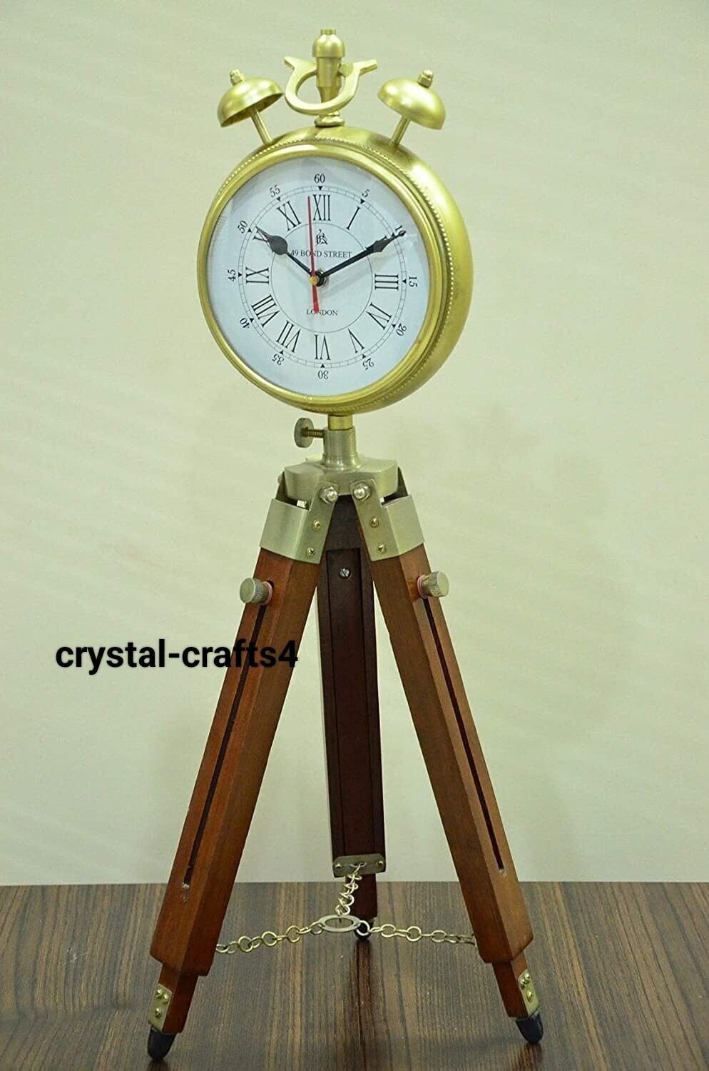 Adjustable Wooden Tripod clock for Home and Office Decor