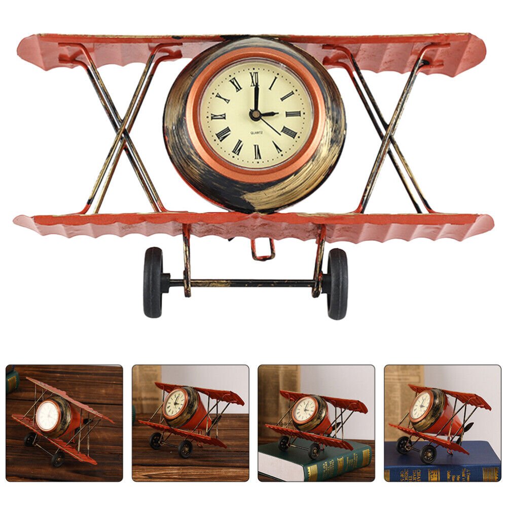 Airplane Clock Statue Decor Refreshing Decoration Comfortable