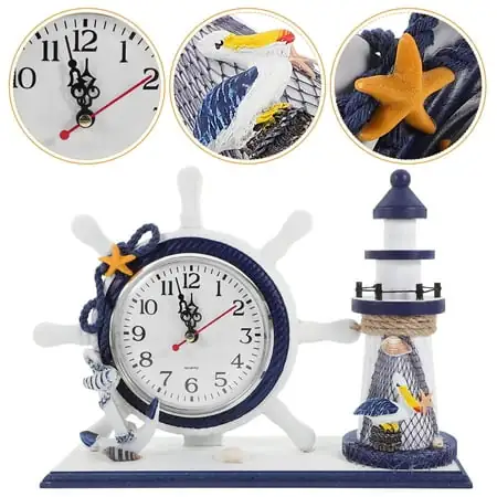 Alarm Clock Ocean Style Ornaments Decorative Clock Digital Clock Table Top Decor Desktop Ornaments
