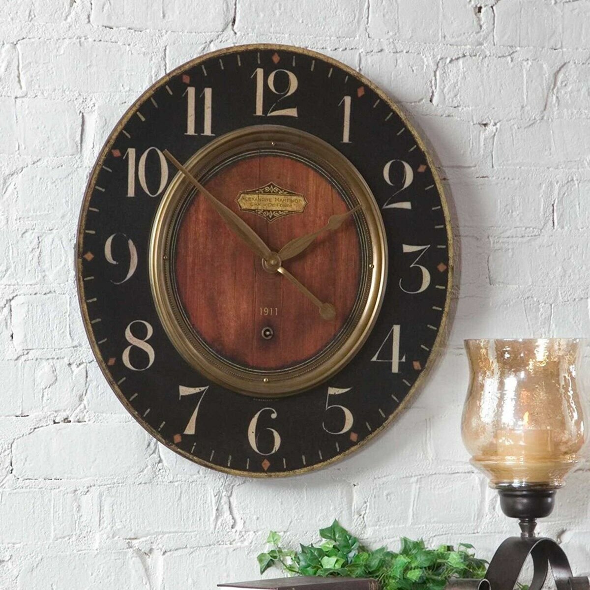 ALEXANDRE MARTINOT XXL 23" LAMINATED FACE ROUND WALL CLOCK UTTERMOST 06026