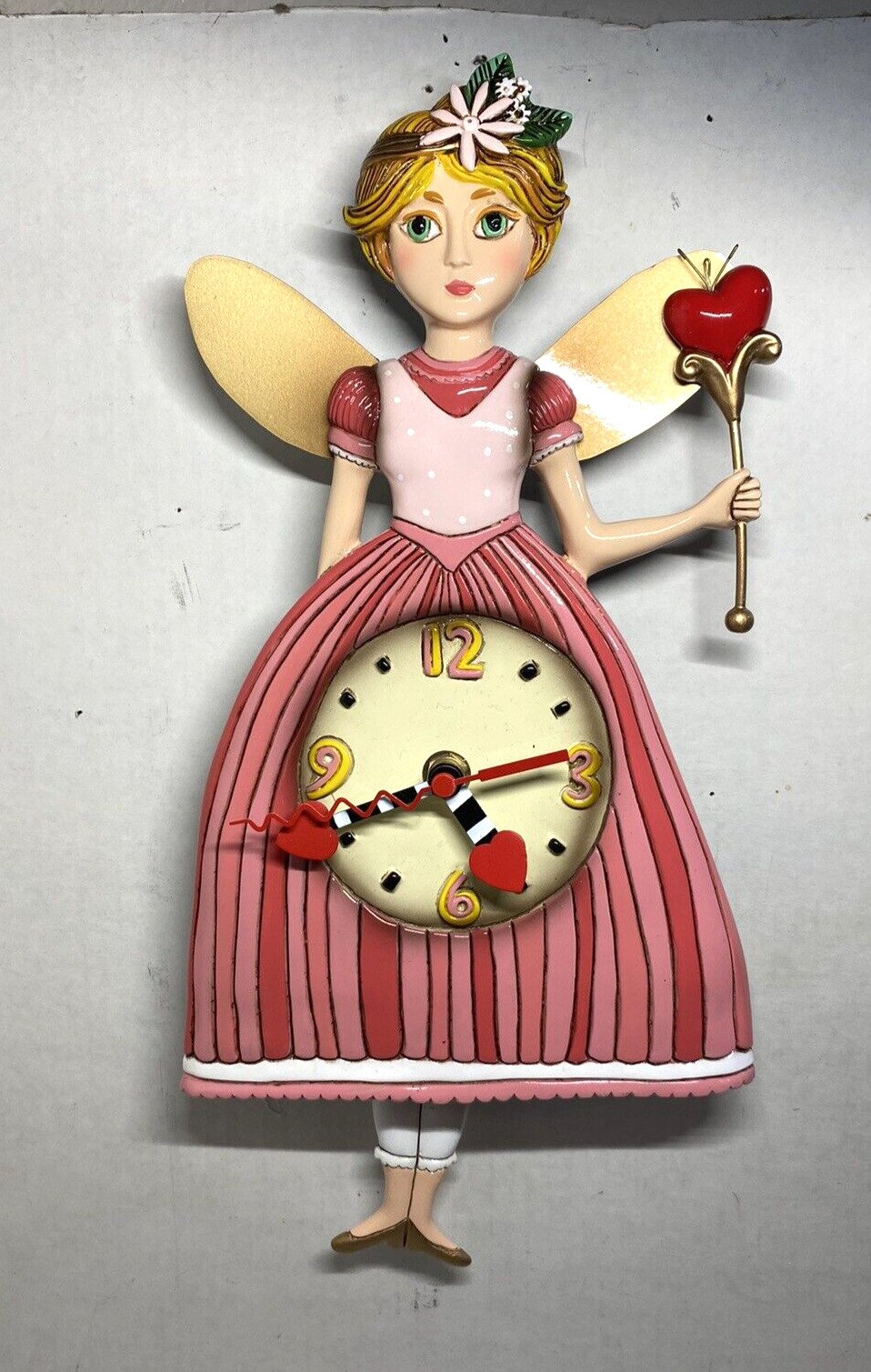 ALLEN DESIGNS ELLA BELLA FAIRY PENDULUM WALL CLOCK, READ, FREE SHIPPING