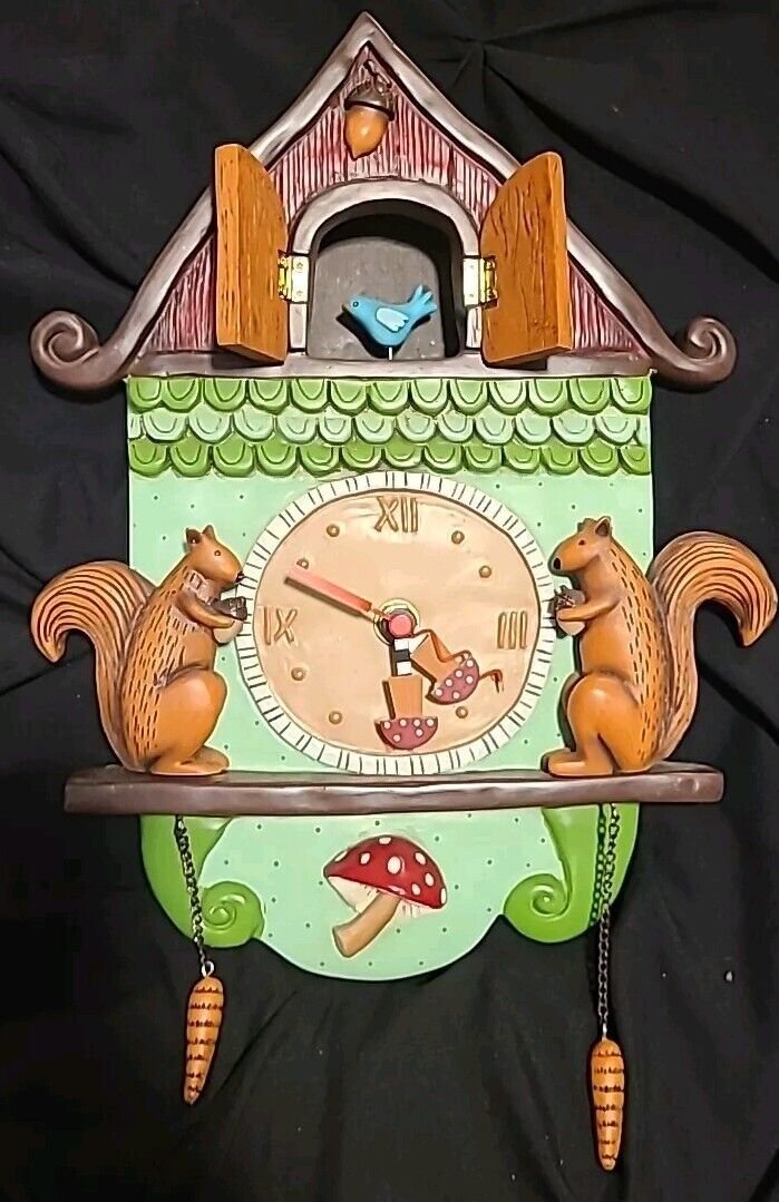 Allen Designs Studio Collections Cuckoo Clock Birds Squirrels Unique. Works.
