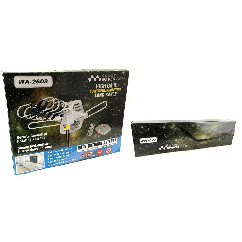 Amplified Outdoor Remote Controlled HDTV Antenna UHF VHF FM Radio 360° Motorized...