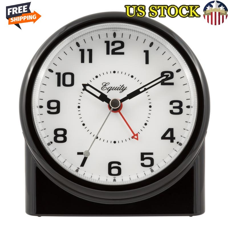 Analog Alarm Clock Backlit Quiet Sweep Quartz Ascending Alarm w/ Auto Backlight