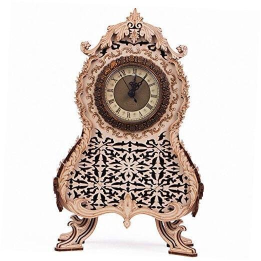 Analog Vintage Table Clock Wooden Model Kit for Adults and Kids - Secret