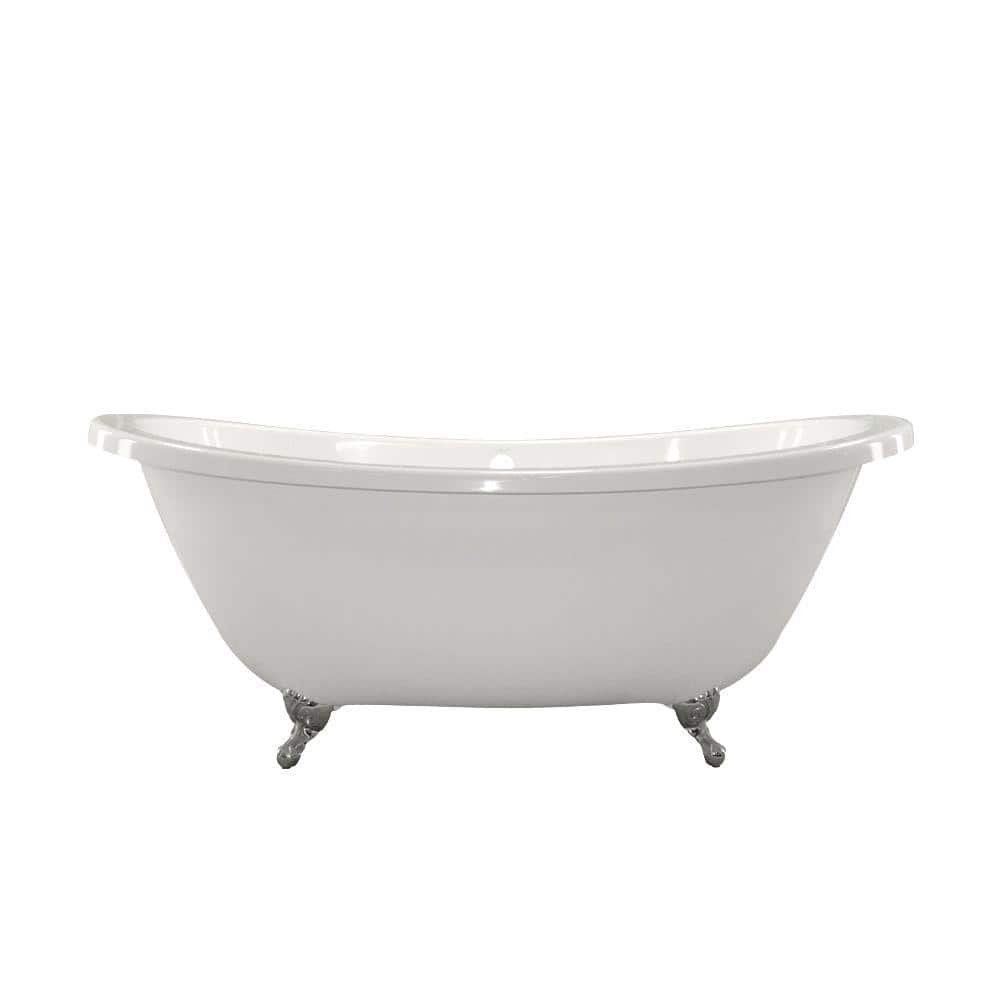 Andrea 6 ft. Center Drain Solid Surface Claw Foot Double Slipper Tub...