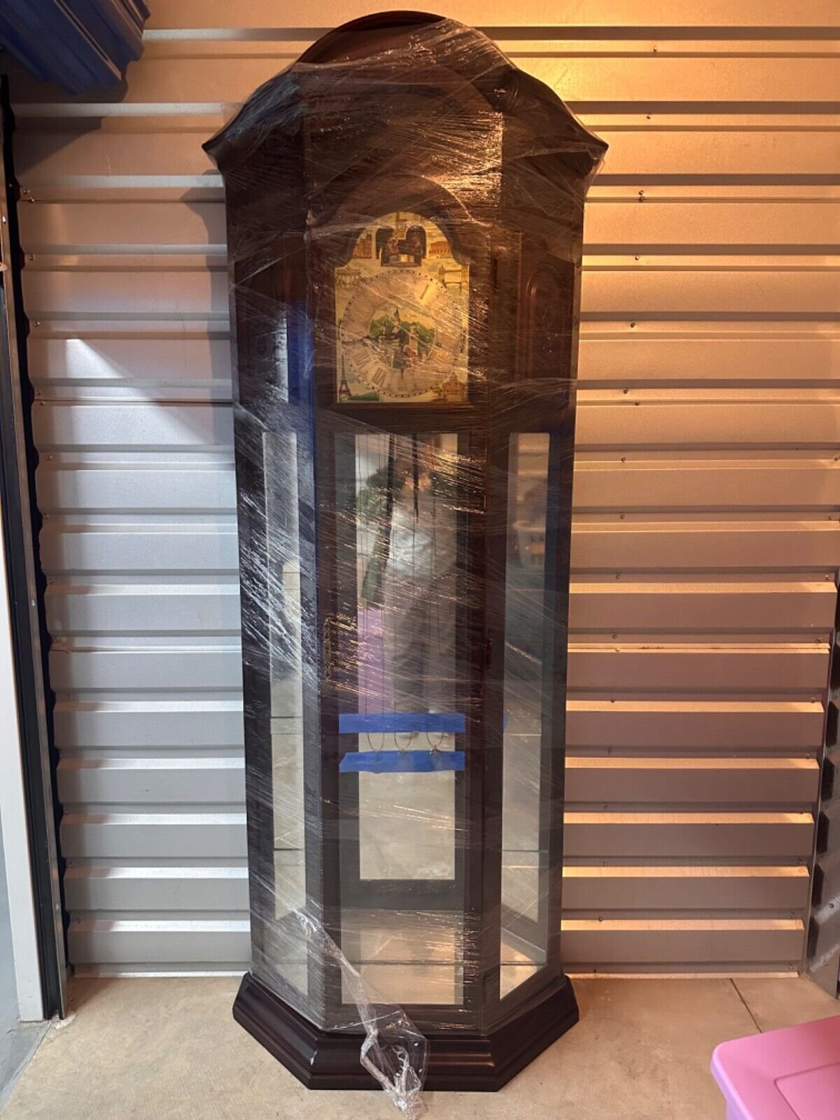 Anitque Curio Grandfather Clock for sale, cherry wood, 7 feet tall.
