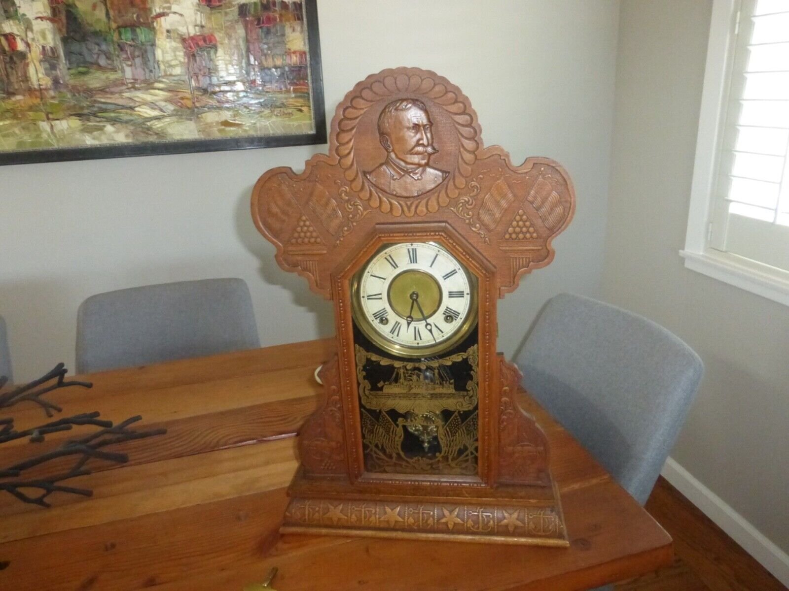 Antique 1800's Ingraham Admiral Dewey Spanish War Clock