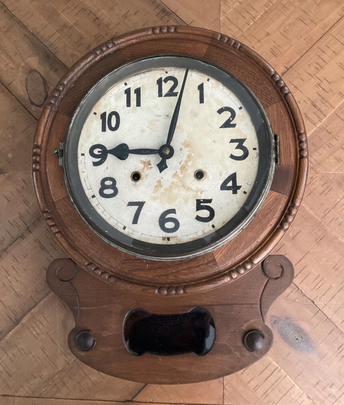 Antique c. 1895 Standard Wall Clock with pendulum made by Tachimoto Japan