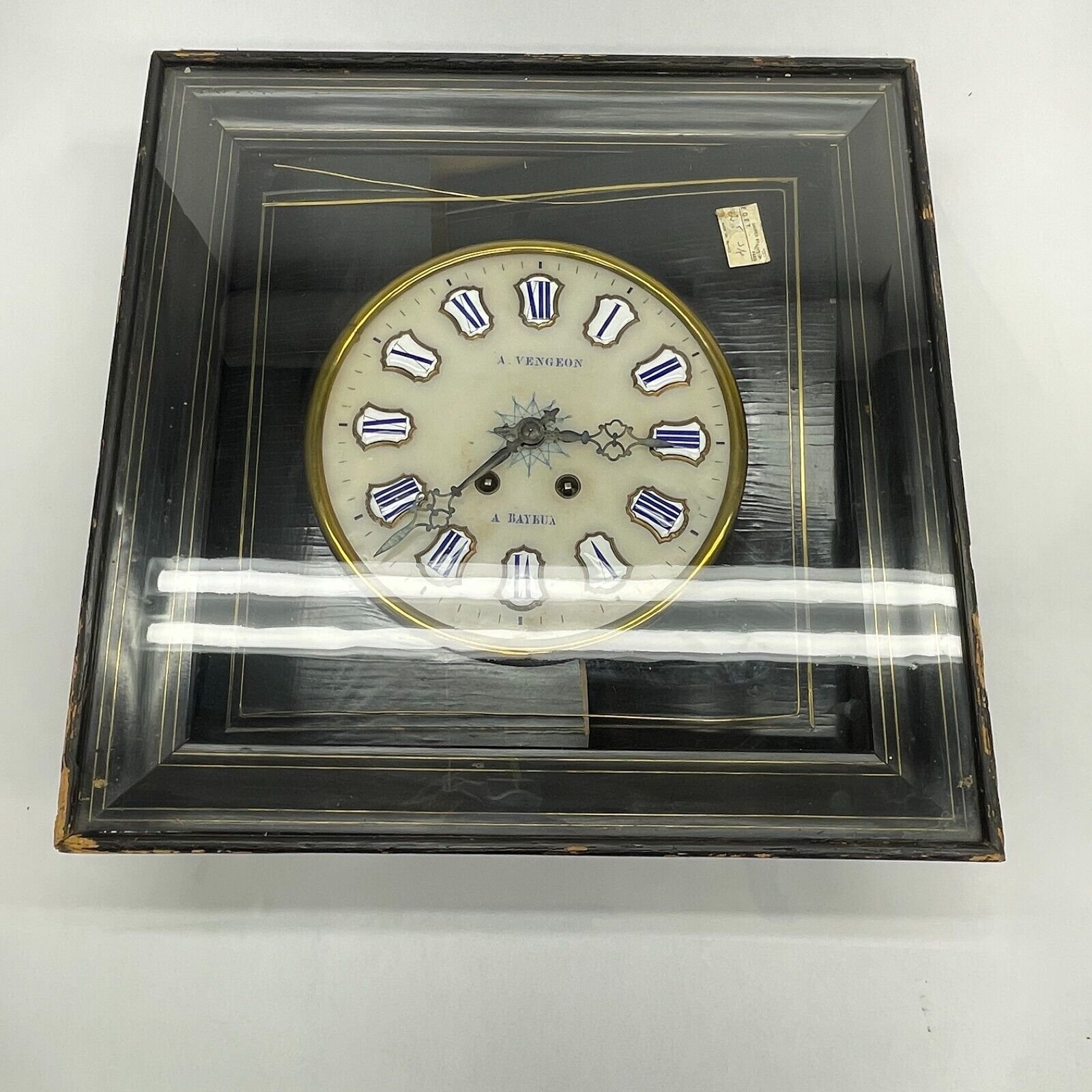 Antique French Wall Clock Porcelain Face Mon Franjus Raison & Boyer Bayeux