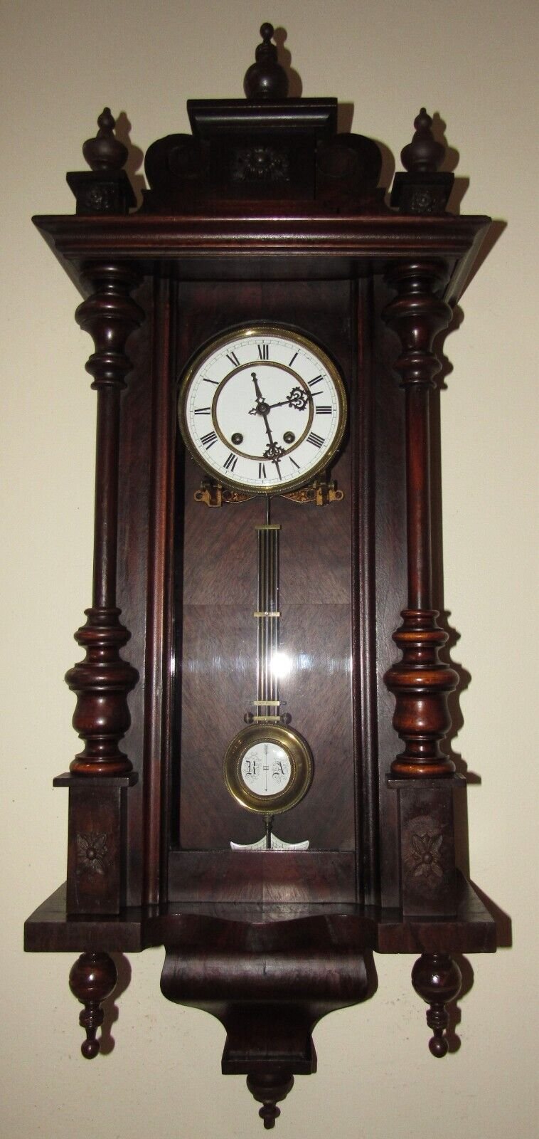 Antique German Werner Original Vienna Regulator Wall Clock 8-Day, Time/Strike