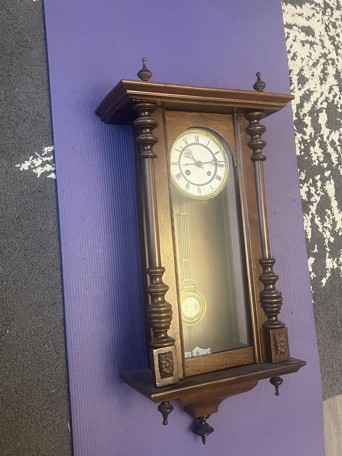 Antique Gustav Becker Wall Clock - Approx 2.5 Feet Tall