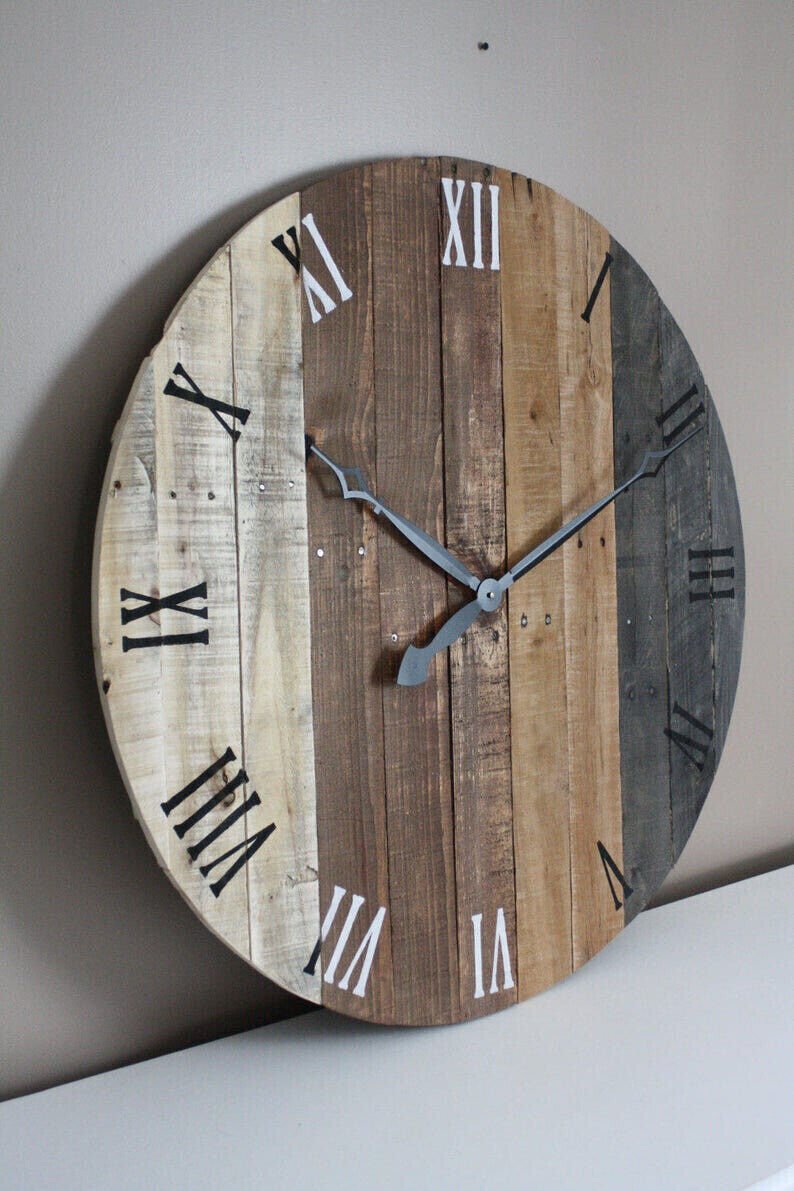 Antique Natural Reclaimed round Shaped modern rustic Designer decor round clock