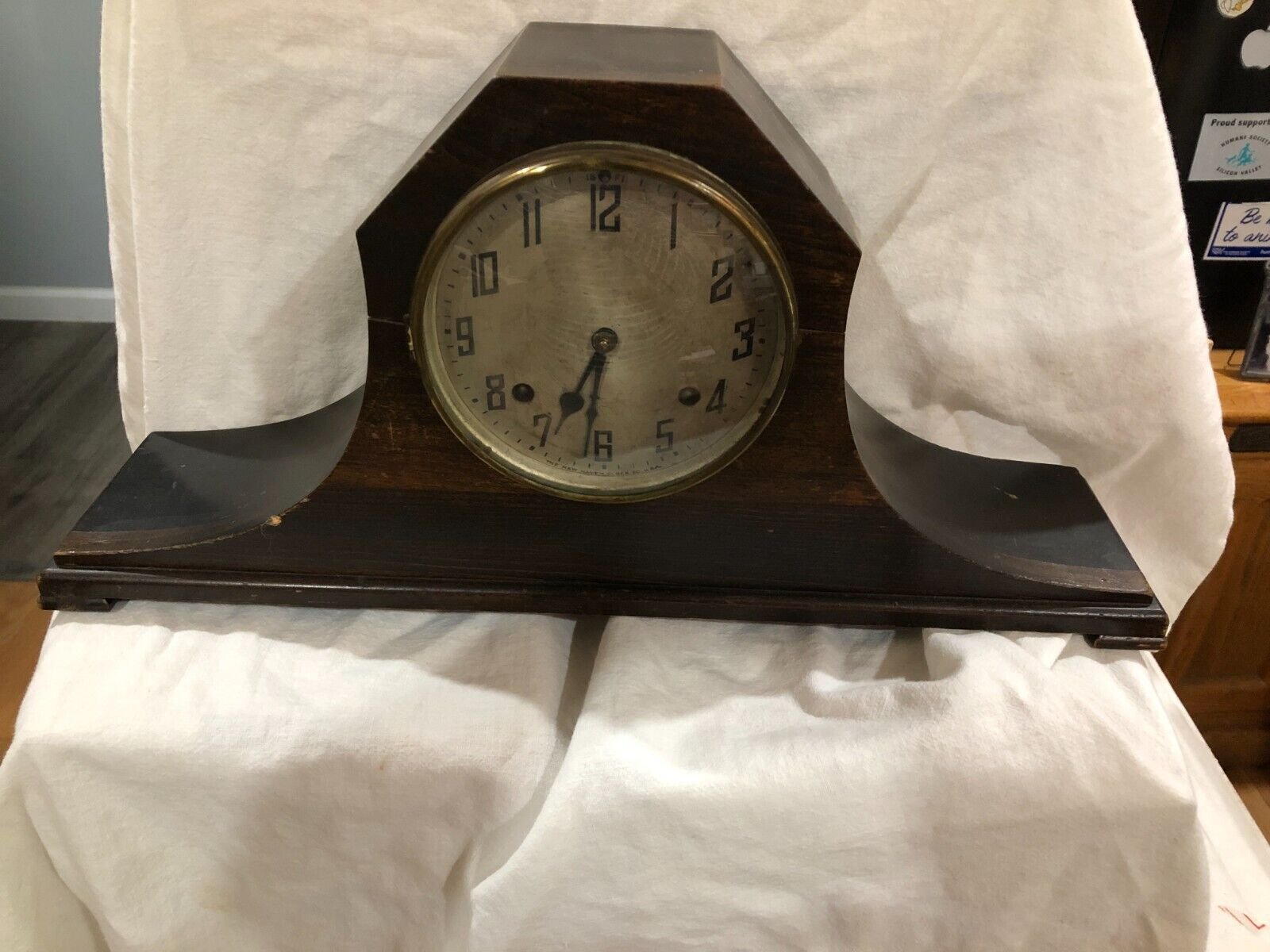 Antique New Haven Tambour Mantle Clock