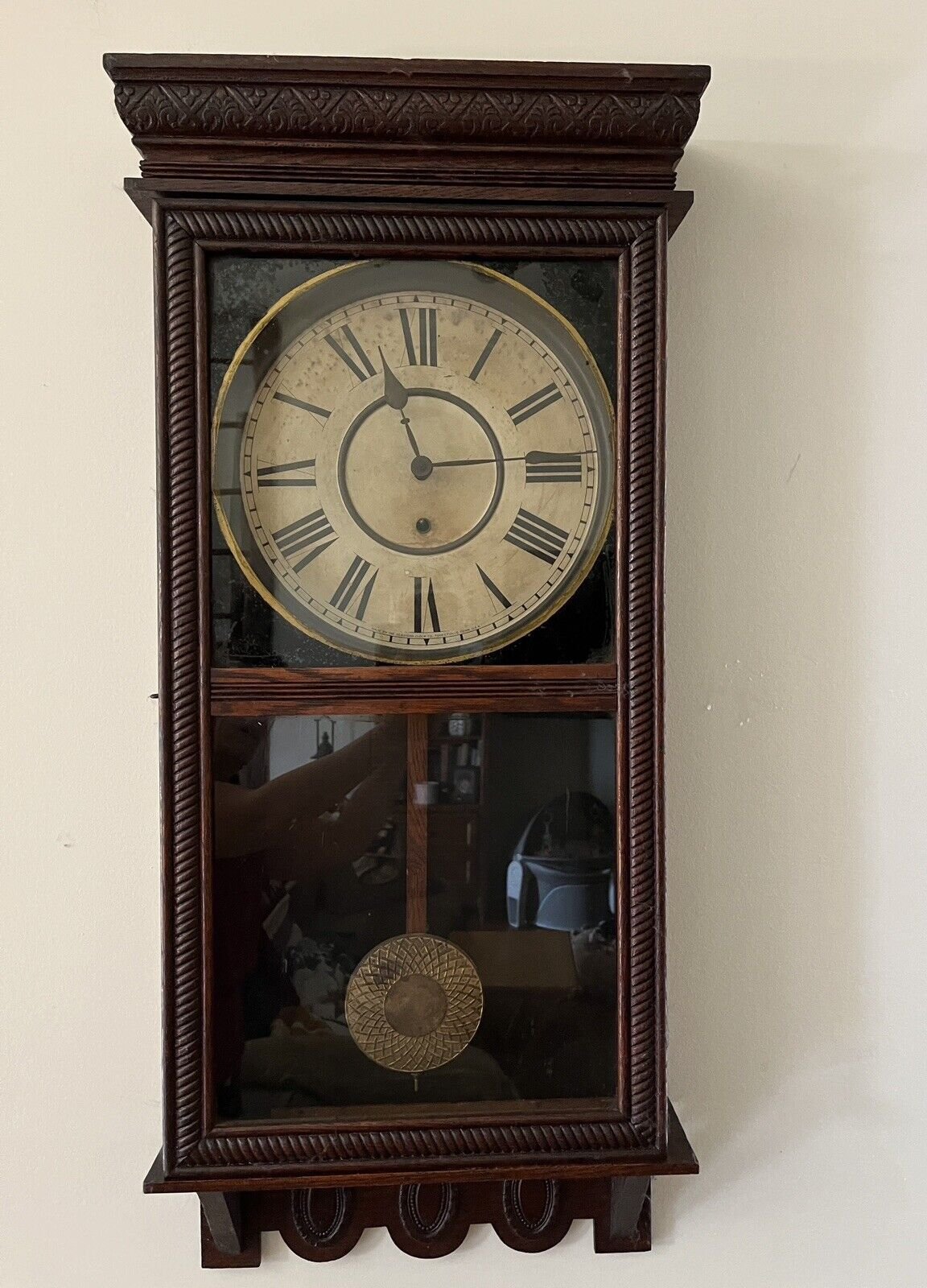 Antique Sessions Regulator Wall Clock Non-Working Forrestville Conn.