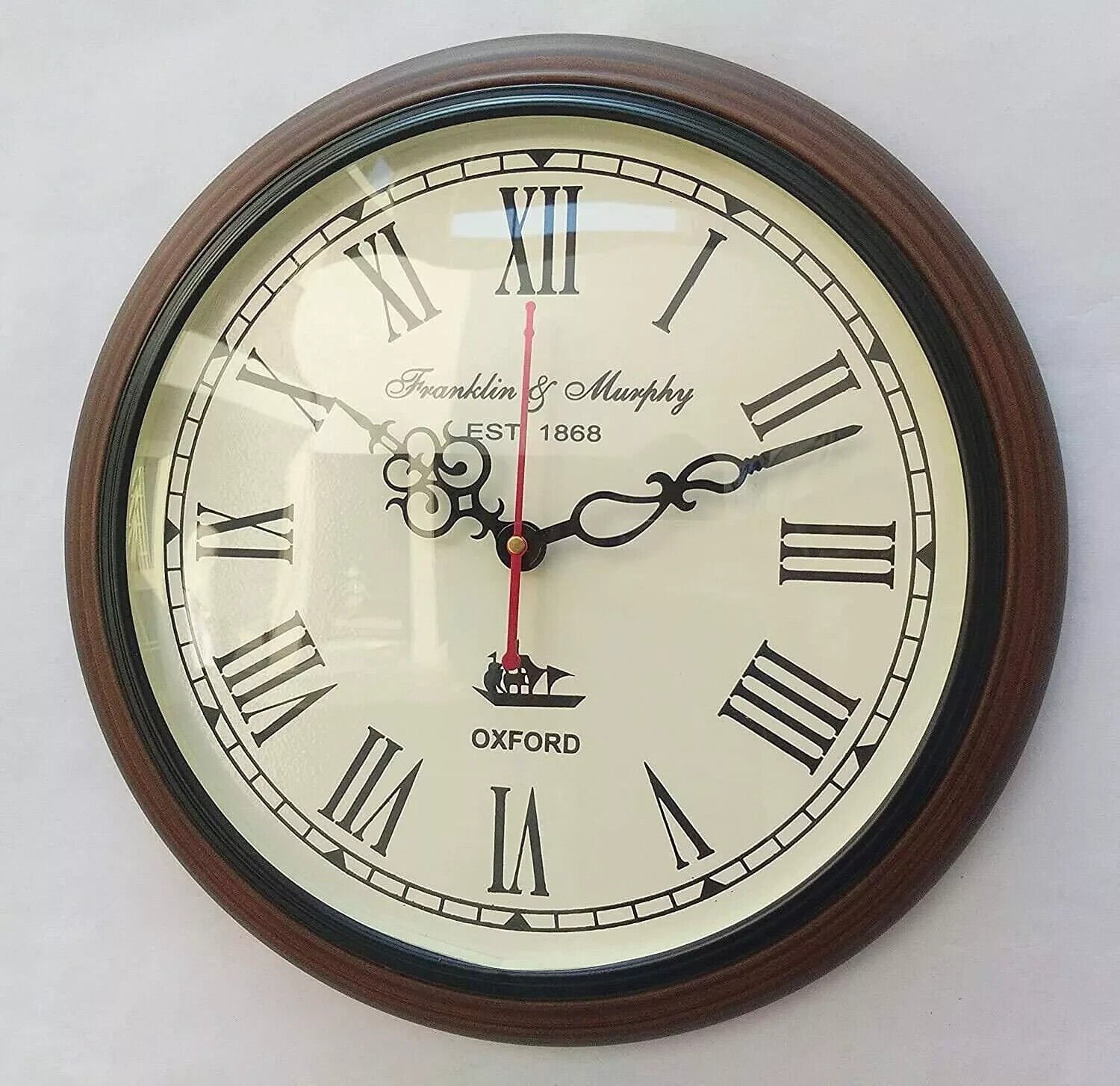 Antique Style Wooden Wall Clock ( 12 inch , Brown )