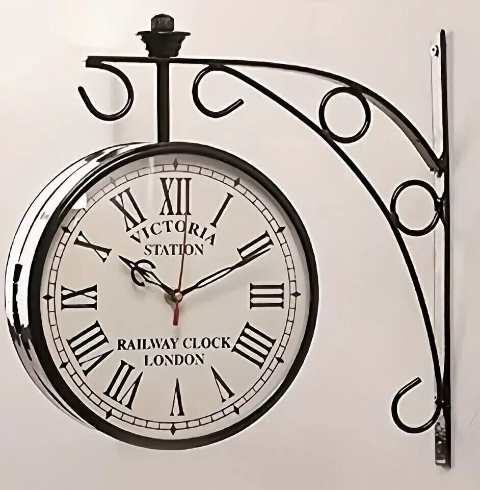 Antique Victoria Station Clock Double Sided Railway Wall Clock Home Decorative