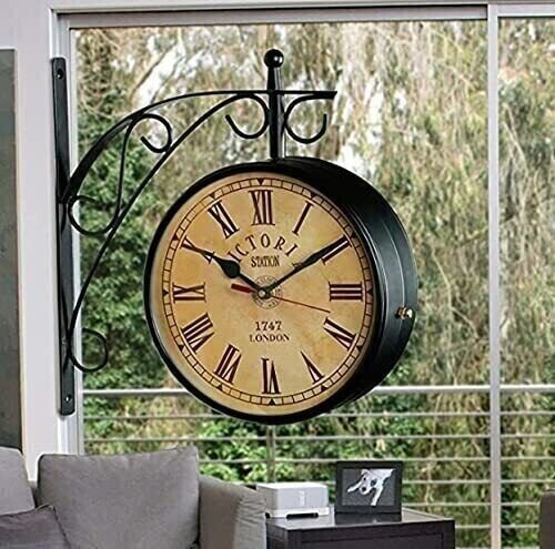 Antique Victoria Station Clock Double Sided Railway Wall Clock Home Decor & Gift
