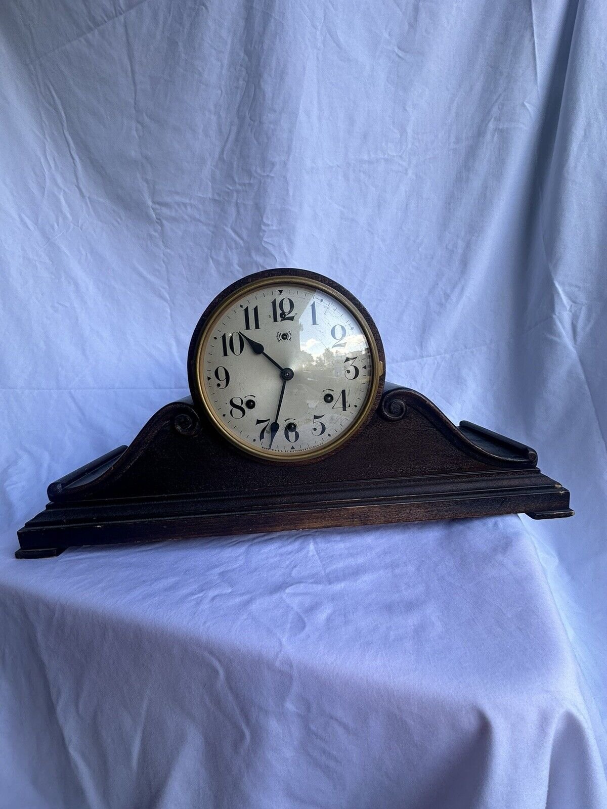 Antique Waterbury Tambour Chime Mantle Clock #338 10.5" x 23" x 6.5" Very Good