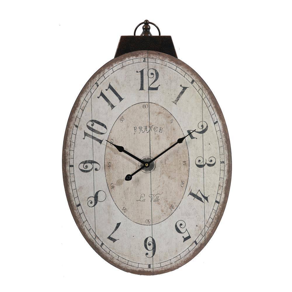 Antique White Thaddeus Oval Wall Clock