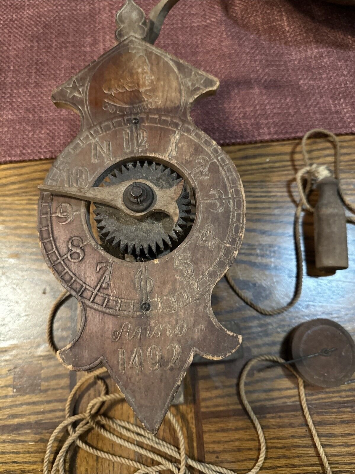 Antique Wooden Works Clock Anno 1492