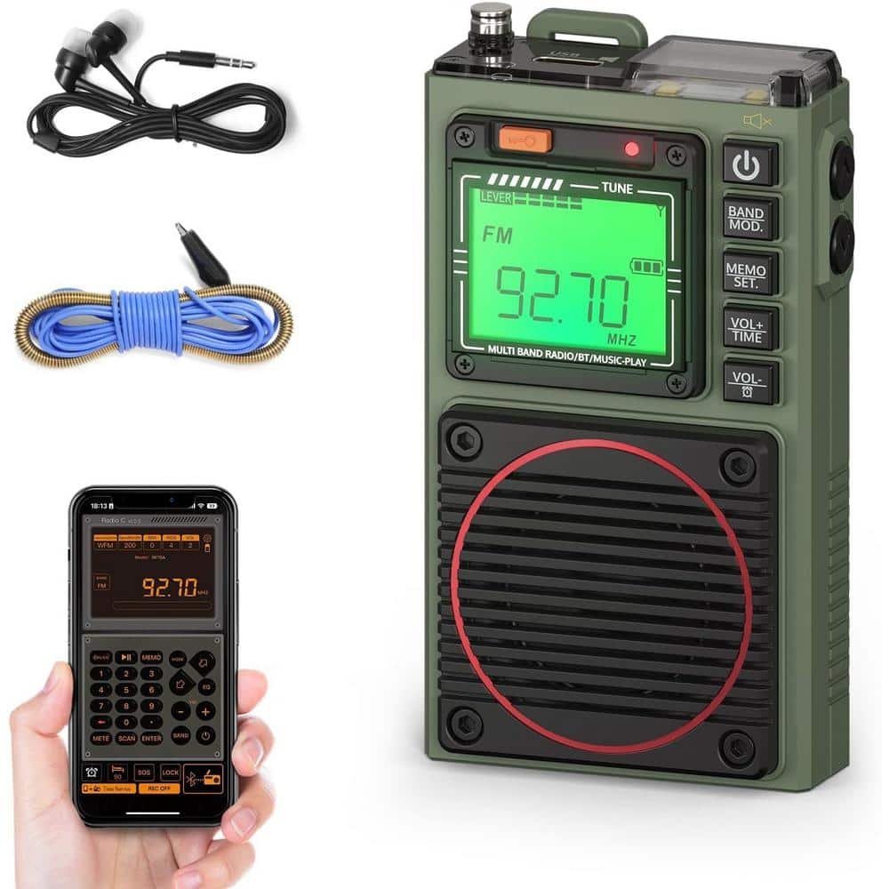 APP Control Shortwave Radio, Portable AM/FM/VHF/SW/WB Weather Radio Pocket Radio Rechargeable with...