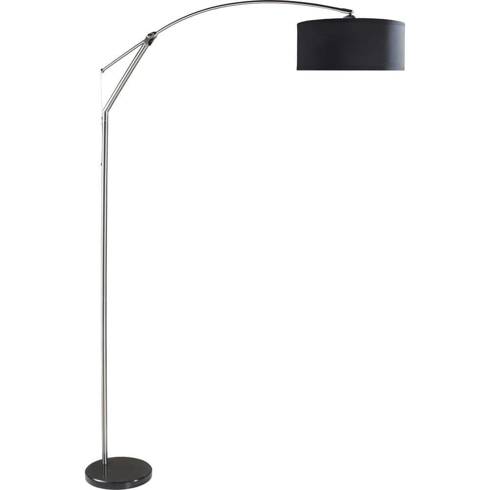 ArchGlow 81 in. Black Swing Arm Floor Lamp for Living Room with...