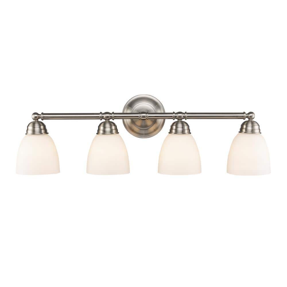 Ardmore 20 in. 4-Light Brushed Nickel Bathroom Vanity Light Fixture with Frosted...