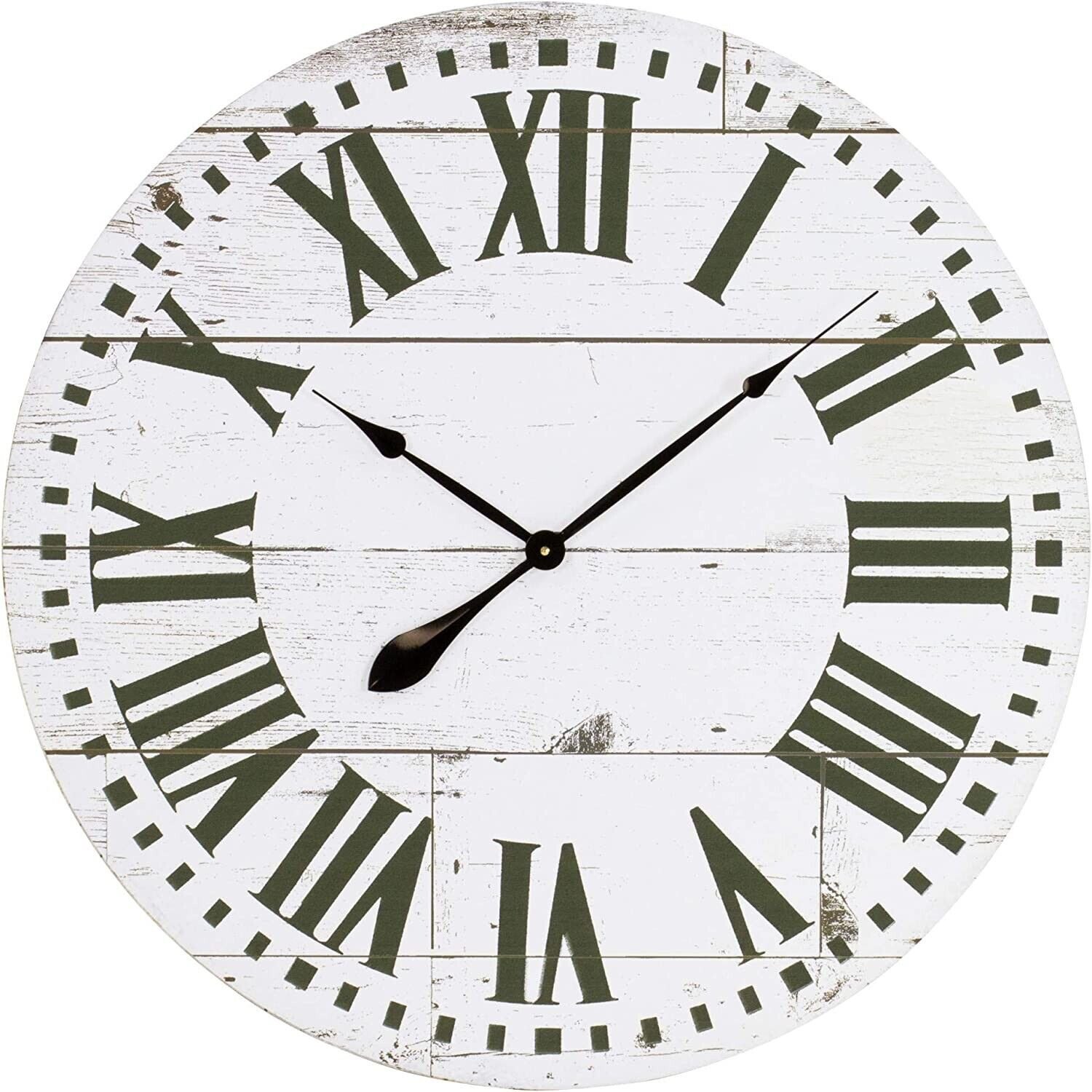 Aspire 5872 Lisette French Country 30-in Shiplap Face Wall Clock, Aged White