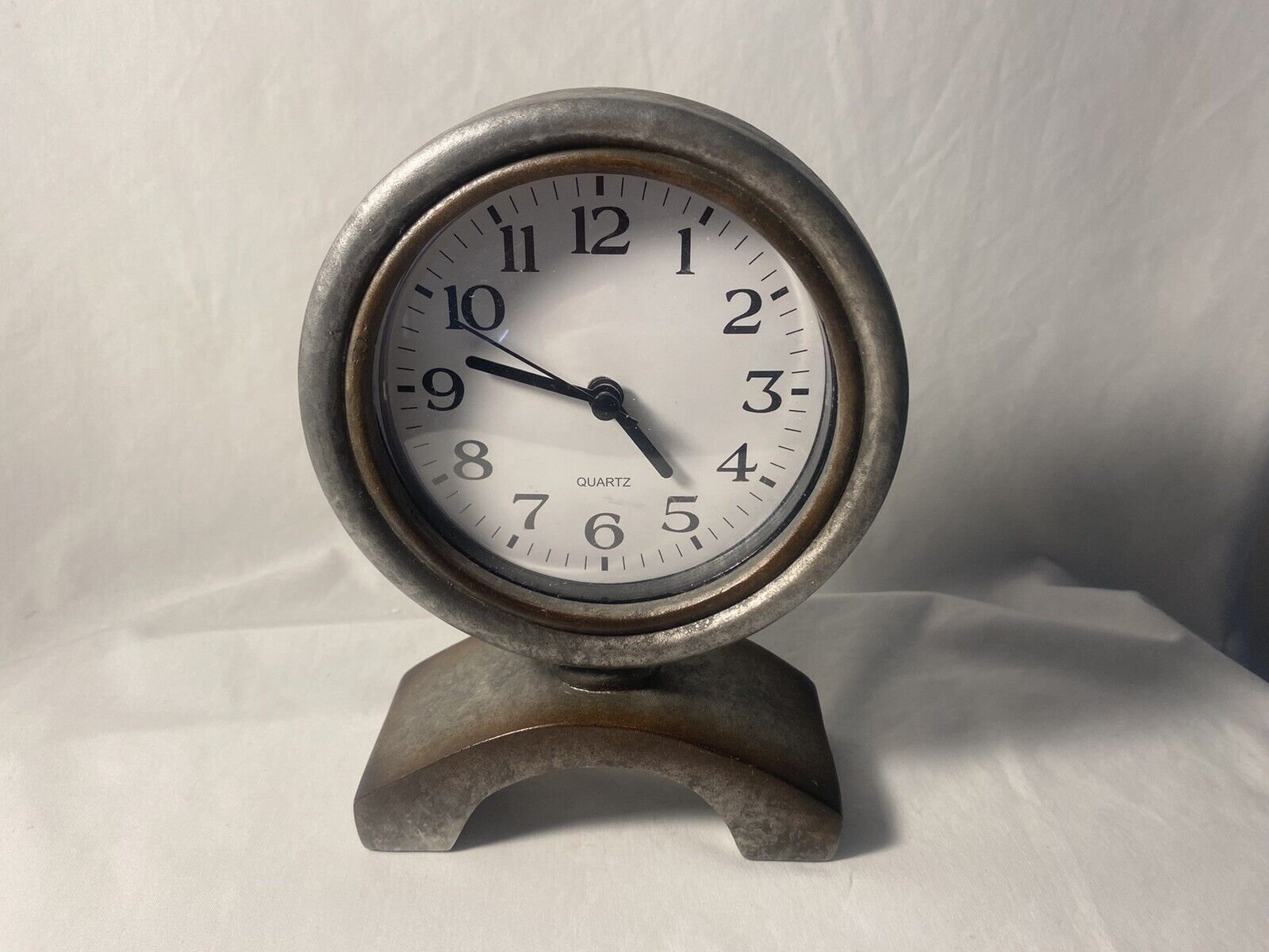 At Home Resin Grey Metal Table Clock