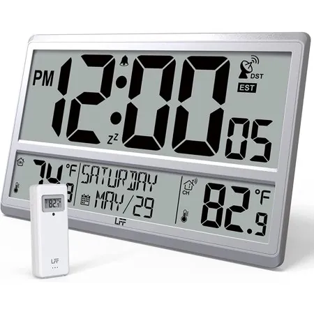 Atomic Clock 4 . 5 " Numbers, Atomic Wall Clock with Indoor & Outdoor Temperature,Never Needs Setting Atomic Clock 4 . 5 Numbers, Atomic Wall Clock with Indoor & Outdoor Temperature,Never Needs image