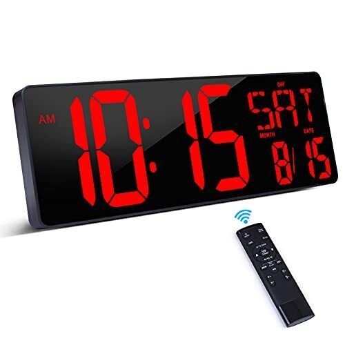 Atomic Clock LED Silent Large Display Digital Wall Clock Never Needs Red New