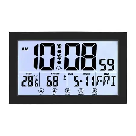 Atomic Clock With Indoor Temperature And Humidity Self Setting Digital Wall Or Desk Battery Operated Alarm Atomic Clock With Indoor Temperature And Humidity Self Setting Digital Wall Or Desk Battery image